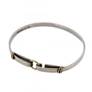 Tiffany Bangle Hook & Eye 18KYG Yellow Gold Silver 925 Women's